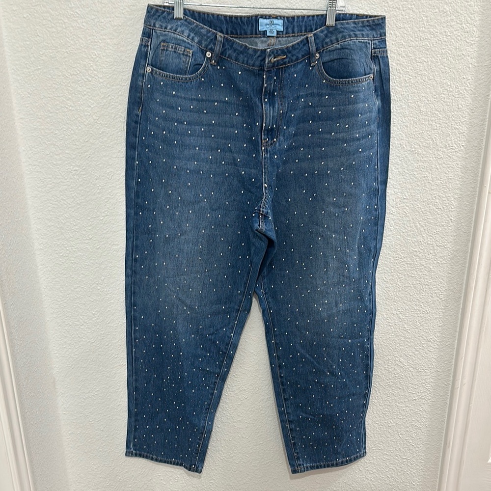 CeCe Blue Denim Jeans with White Accents